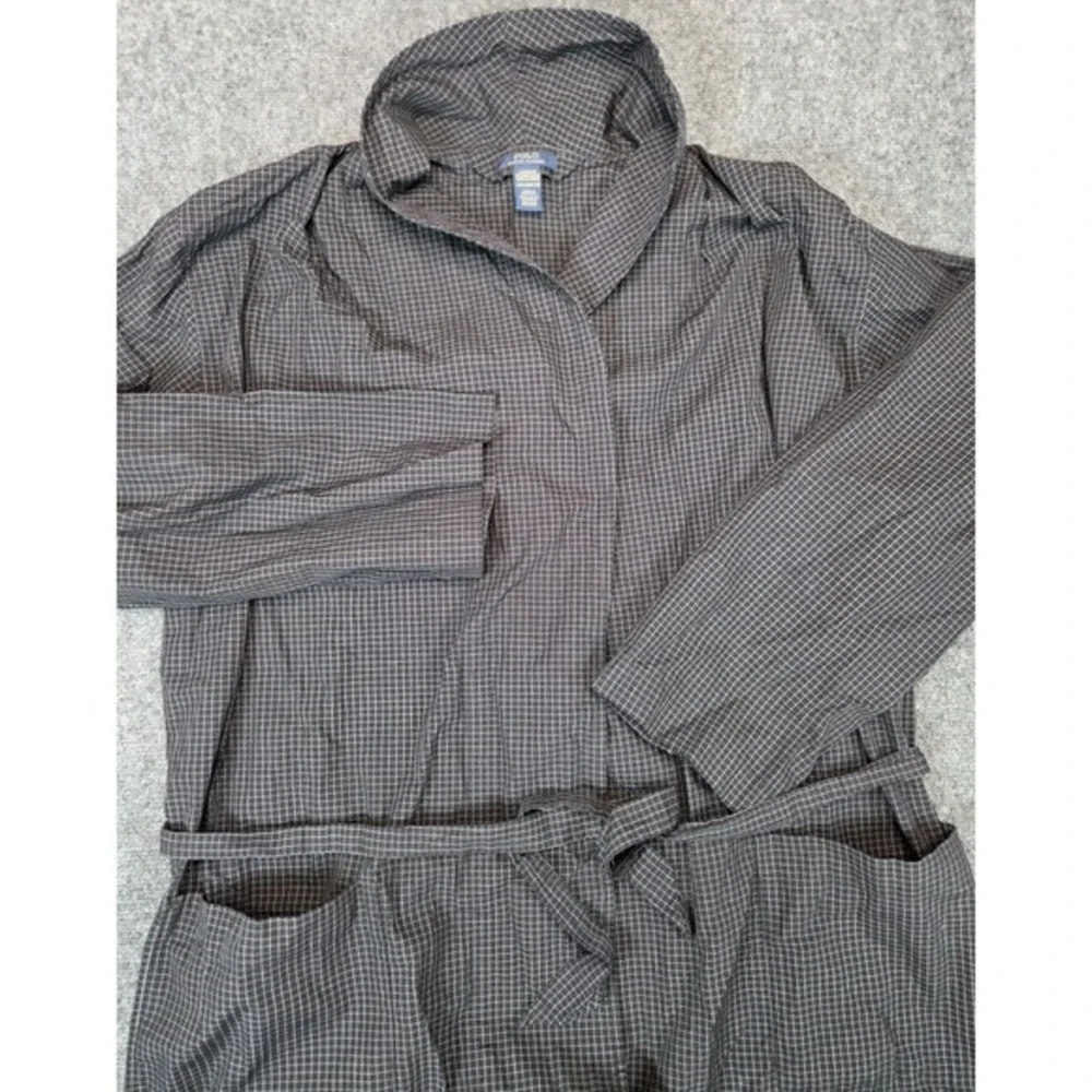Polo Ralph Lauren Sleepwear Robe Mens Small Black Checkered Cotton